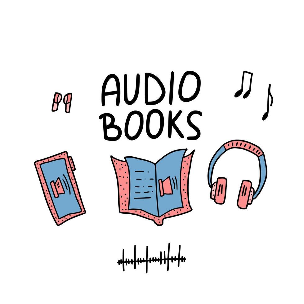 Set of audio books symbols. Vector illustration.