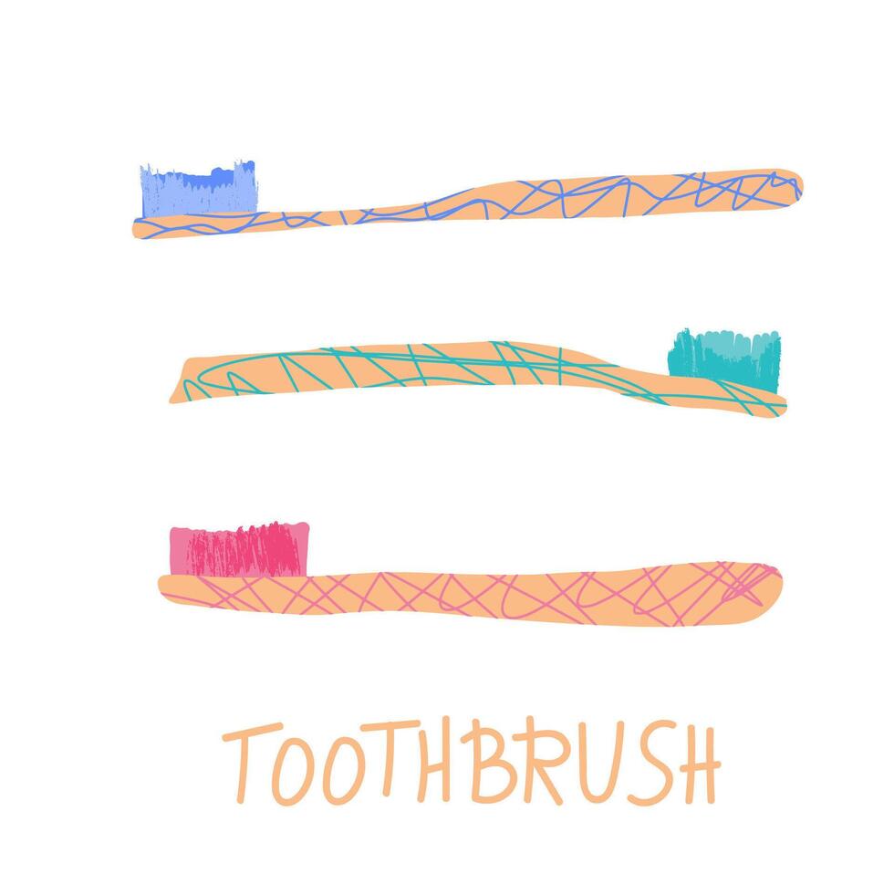 Creative tooth brushes set. Vector illustration.