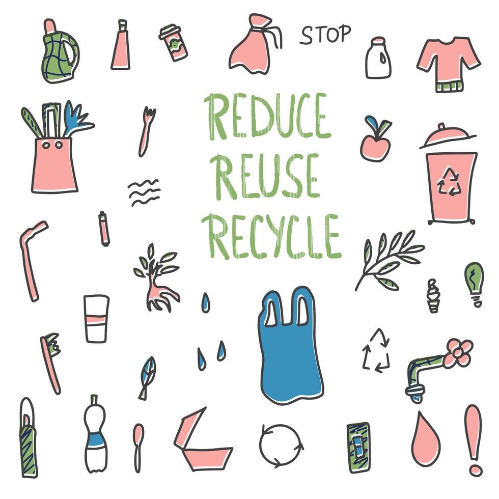 Reduce Reuse Recycle concept. Vector design.