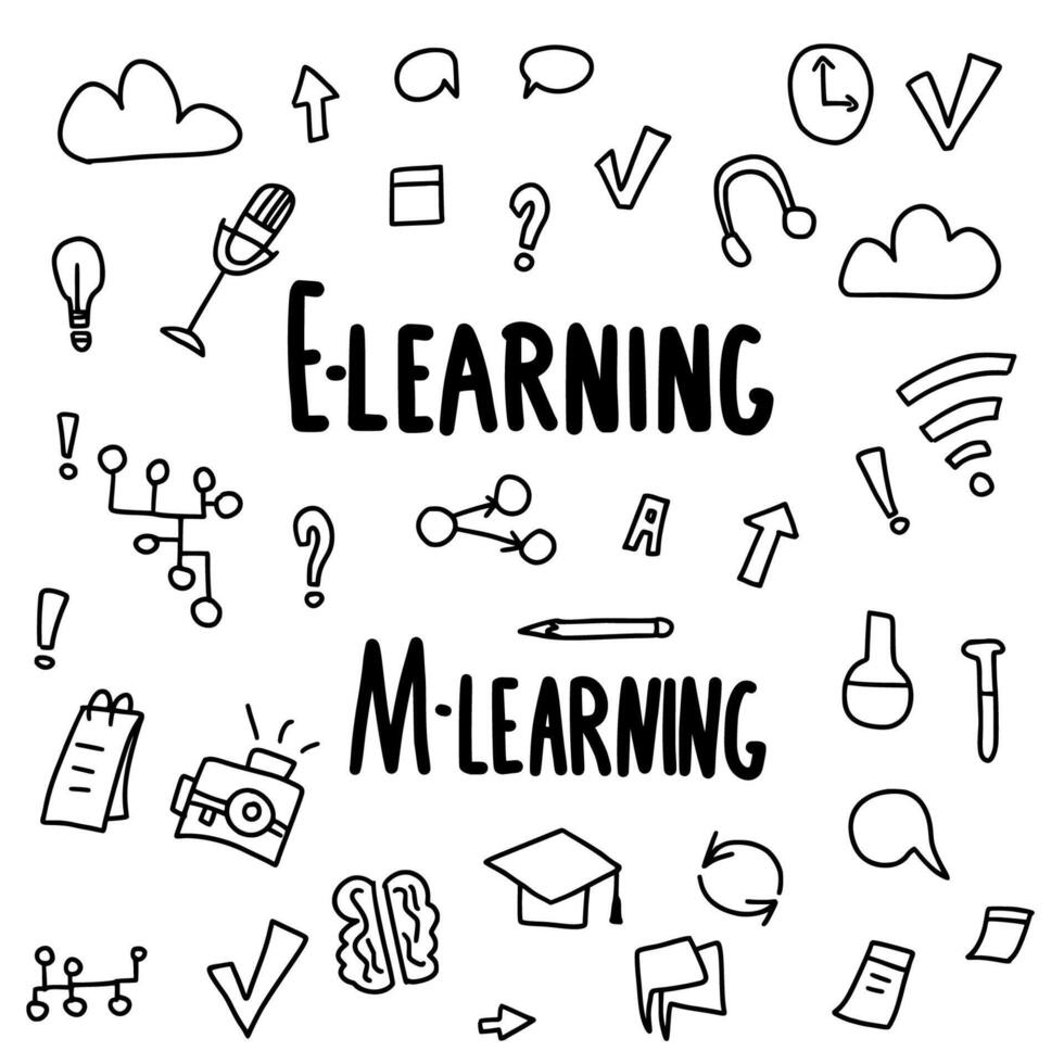 E-learning concept quote. Vector design set.