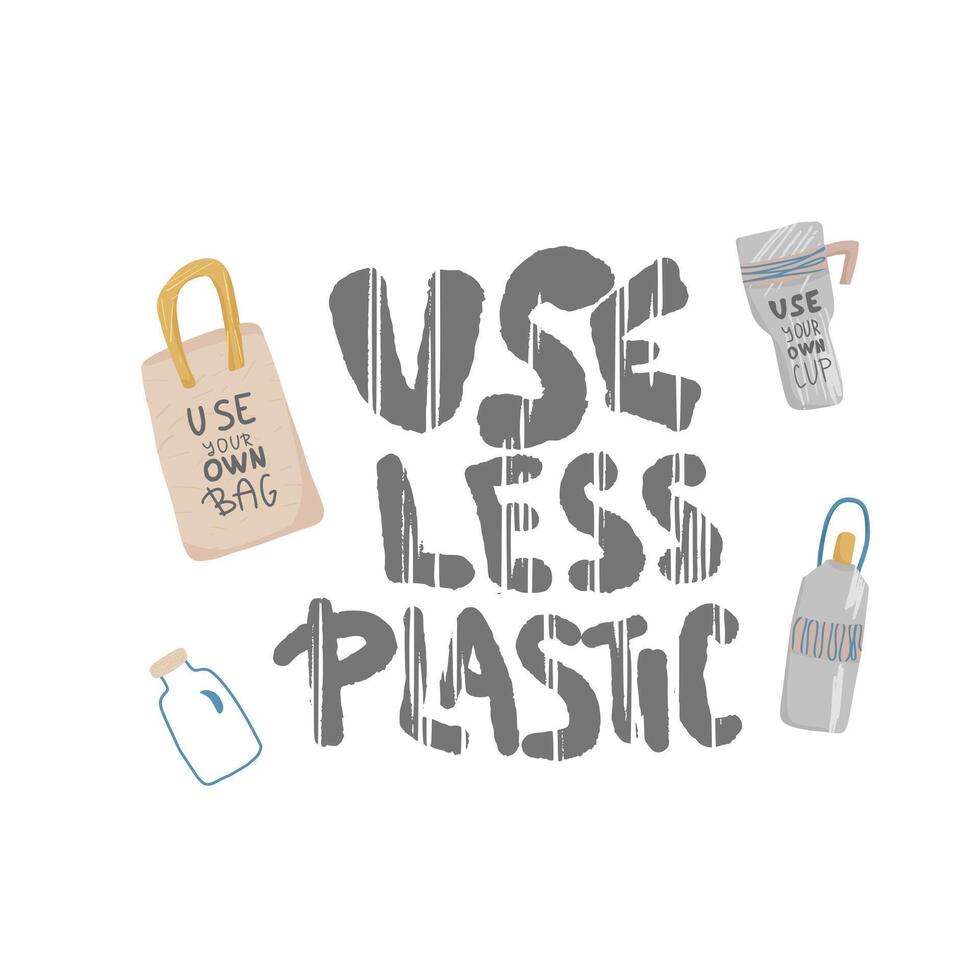 Plastic free vector concept with text and symbols.