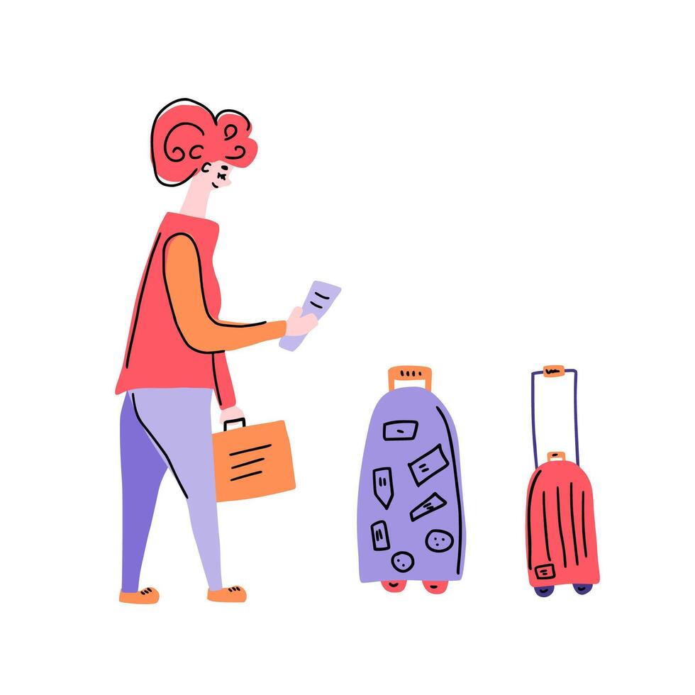 Travel flat concept. Vector color illustration.