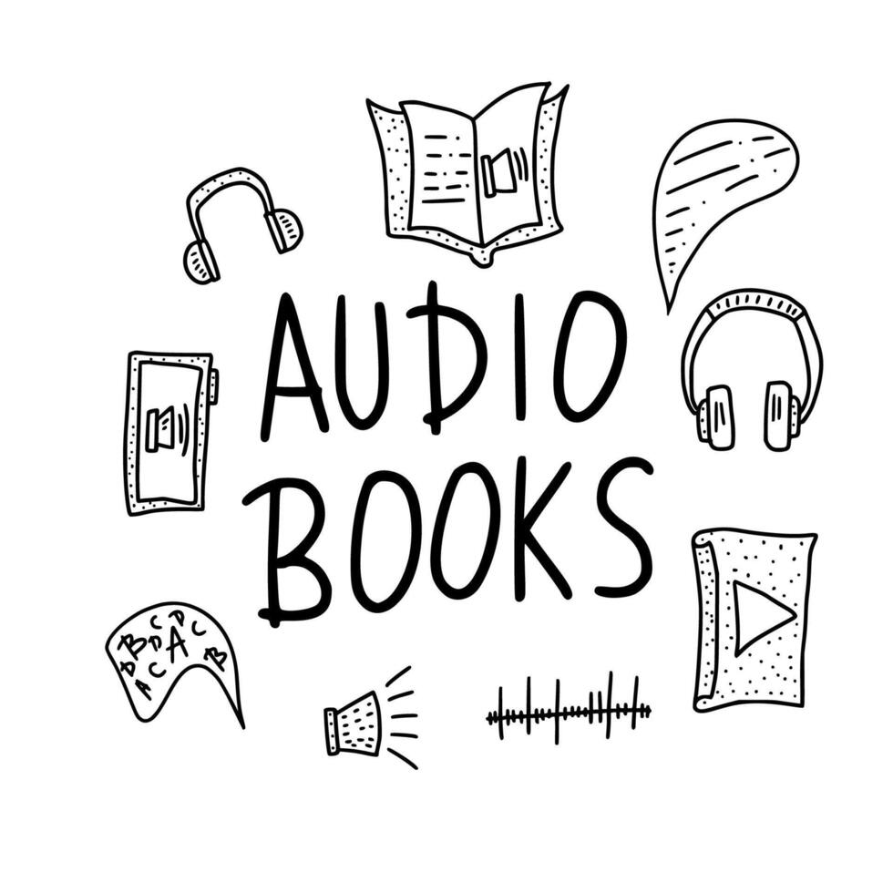 Set of audio books symbols. Vector illustration.