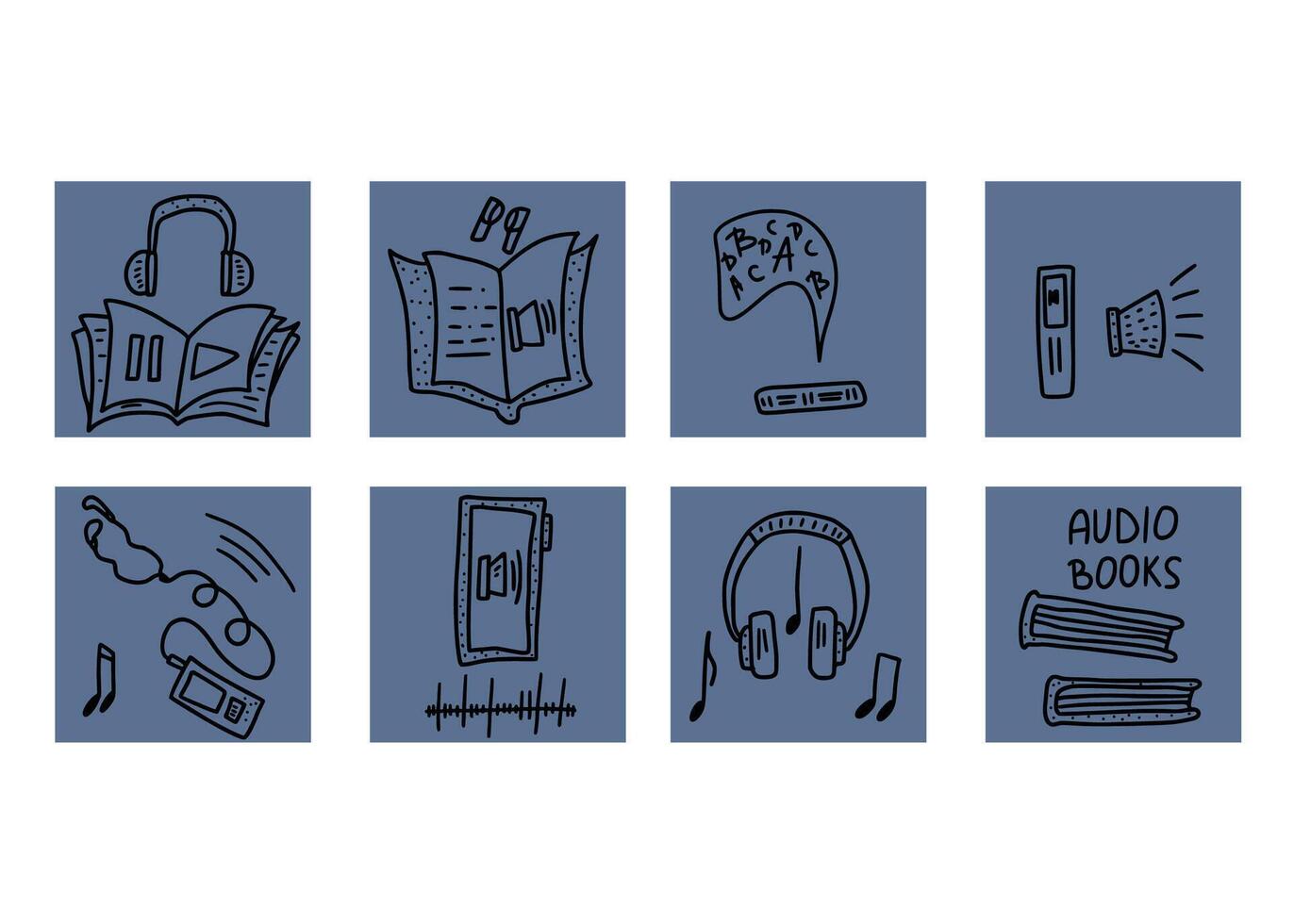 conjunto de audio libros simbolos vector ilustración.