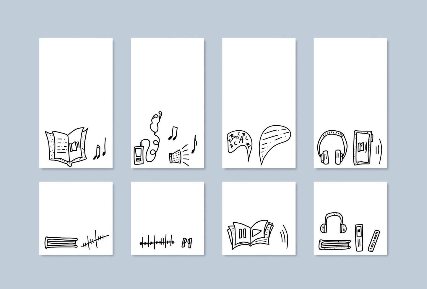 Set of audio books symbols. Vector illustration.