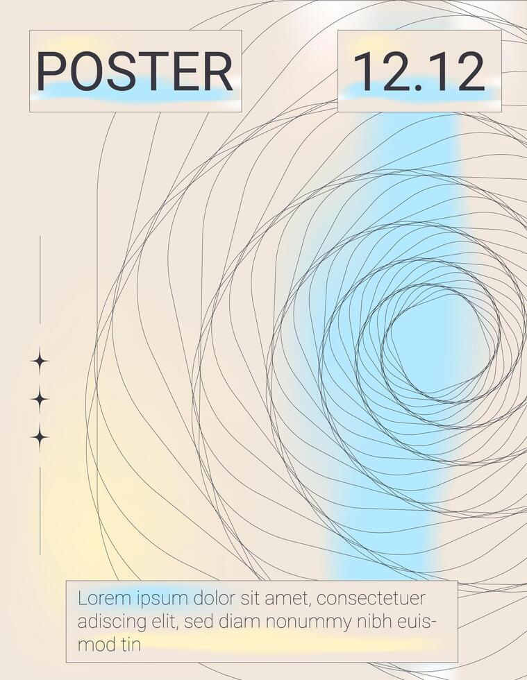 Futuristic simple poster template. Minimalistic cover with line shape for invitation. Vector illustration.