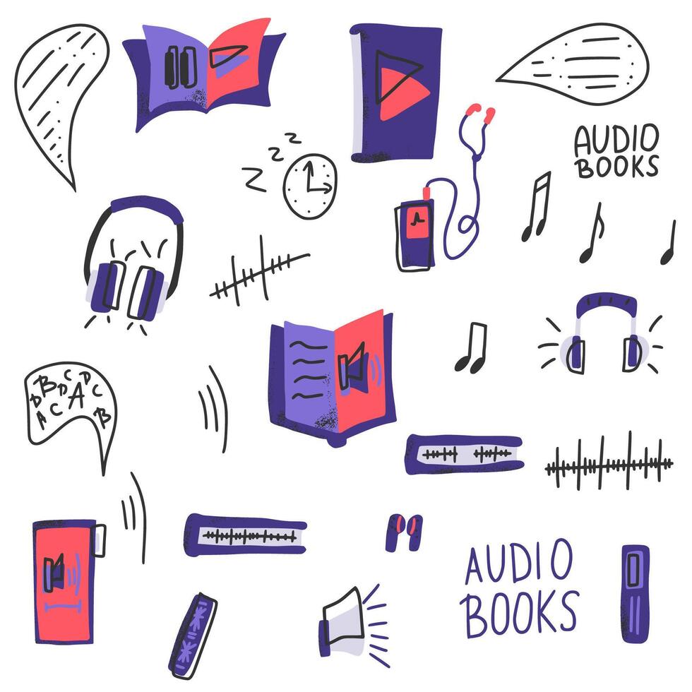 conjunto de audio libros simbolos vector ilustración.