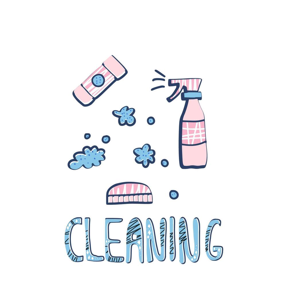 Cleaning tools. Vector set of cleaning equipment.