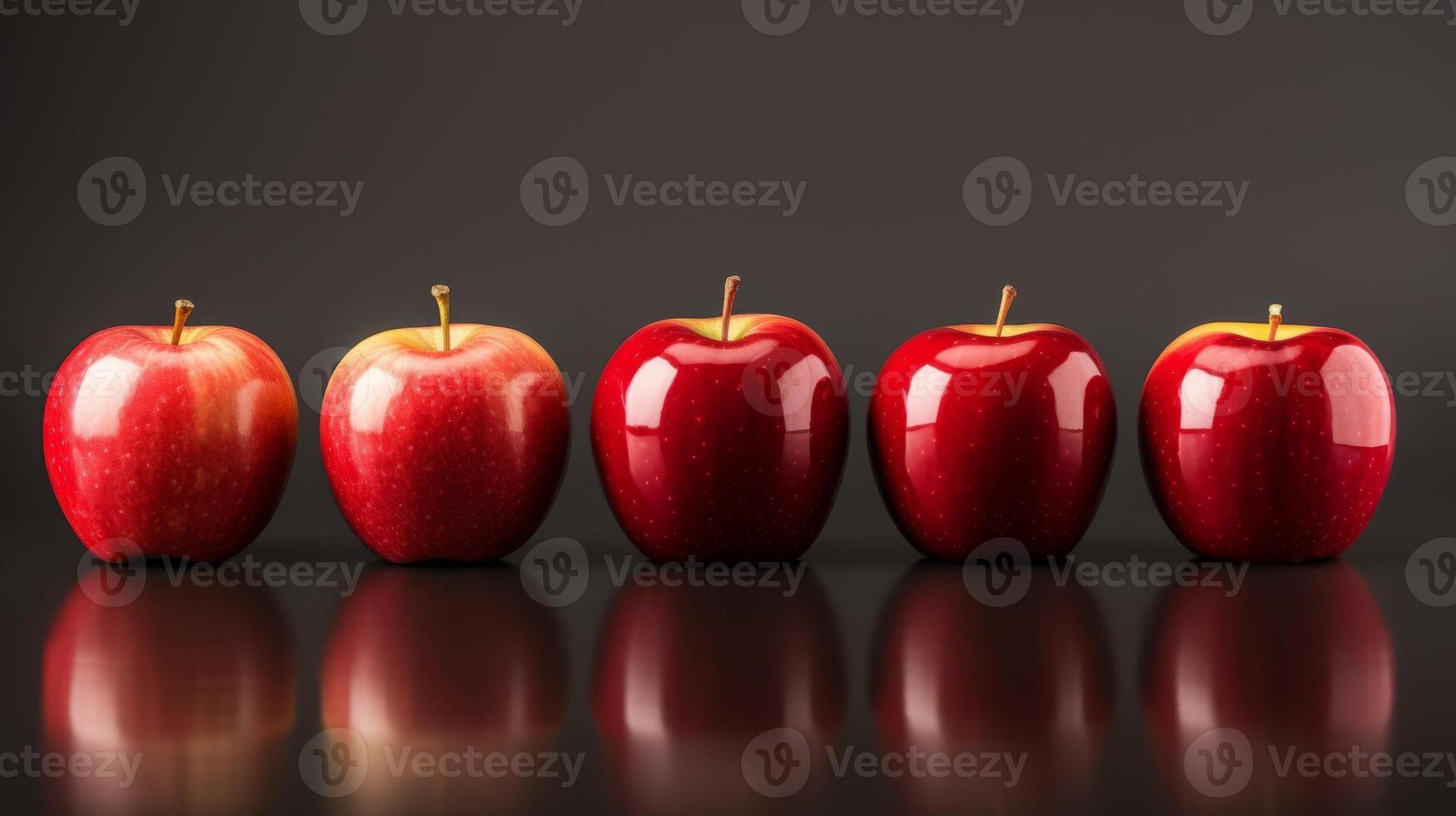 AI generated Shiny apples in a row, fresh, healthy simplicity photo