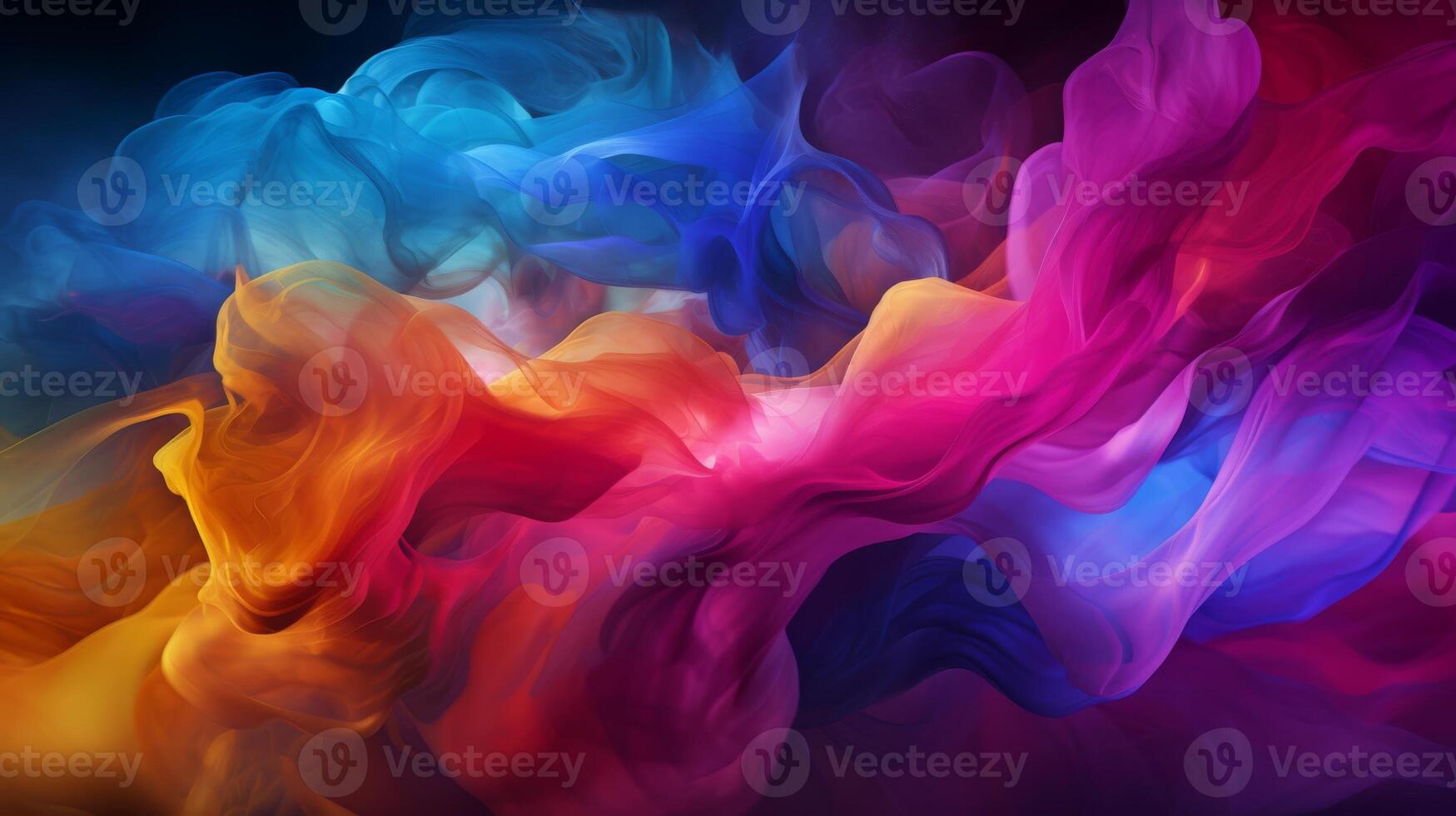 AI generated Rainbow-colored smoke against a dark background, ephemeral and vibrant photo