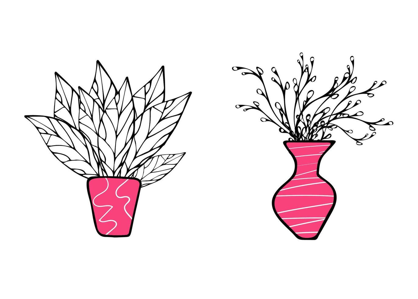 Set of vector flowers vaves in doodle style.