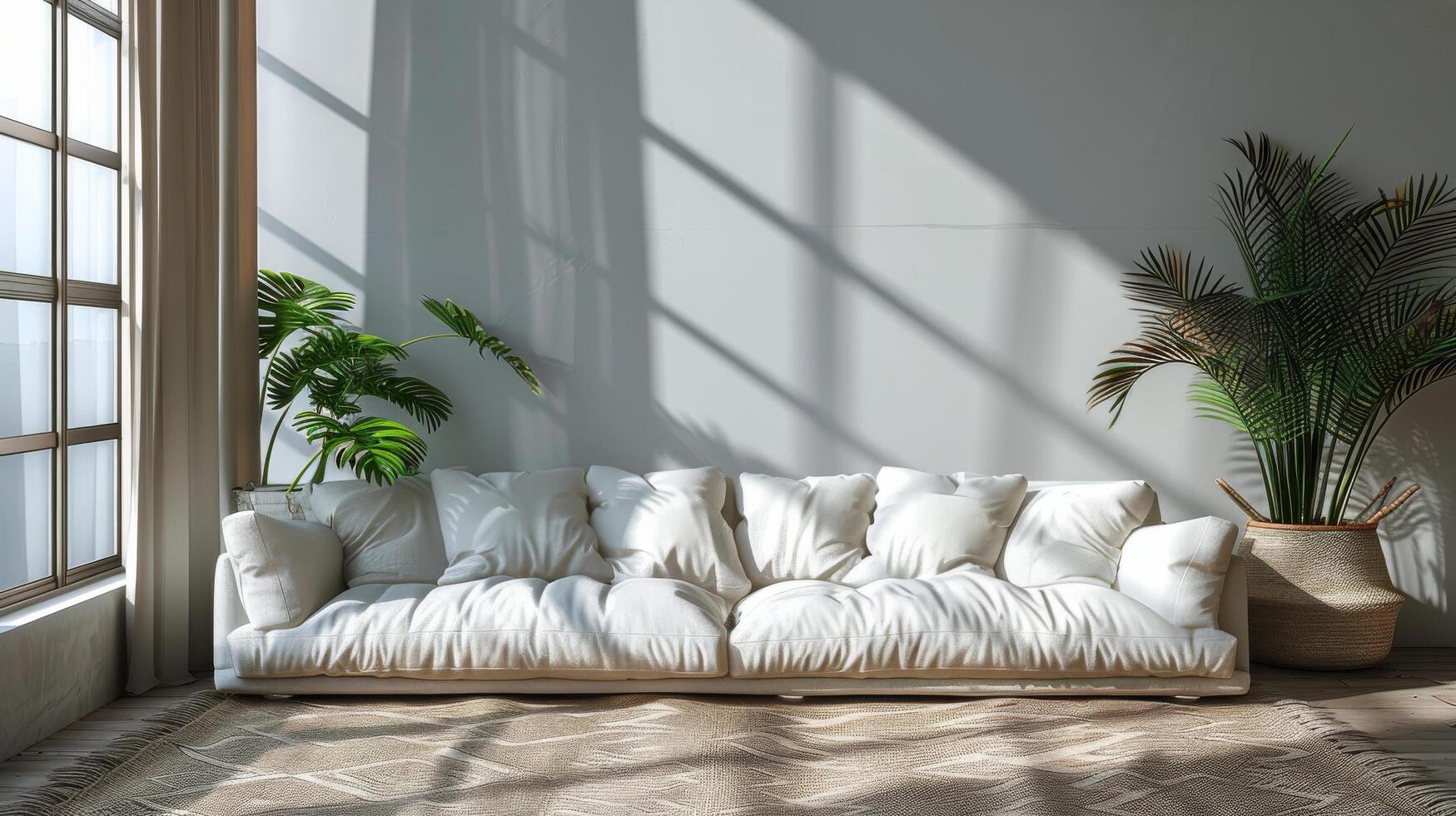 AI generated White Couch in Living Room by Window photo