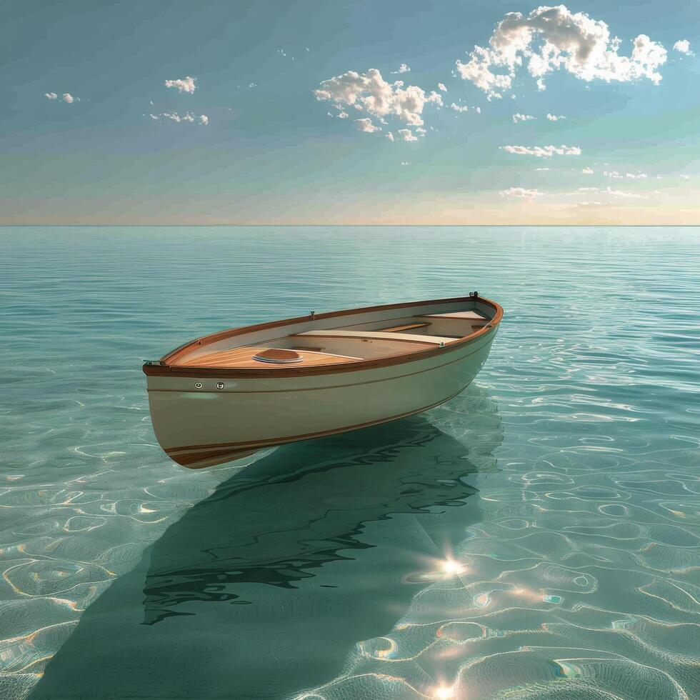 AI generated White Boat Floating on Water photo