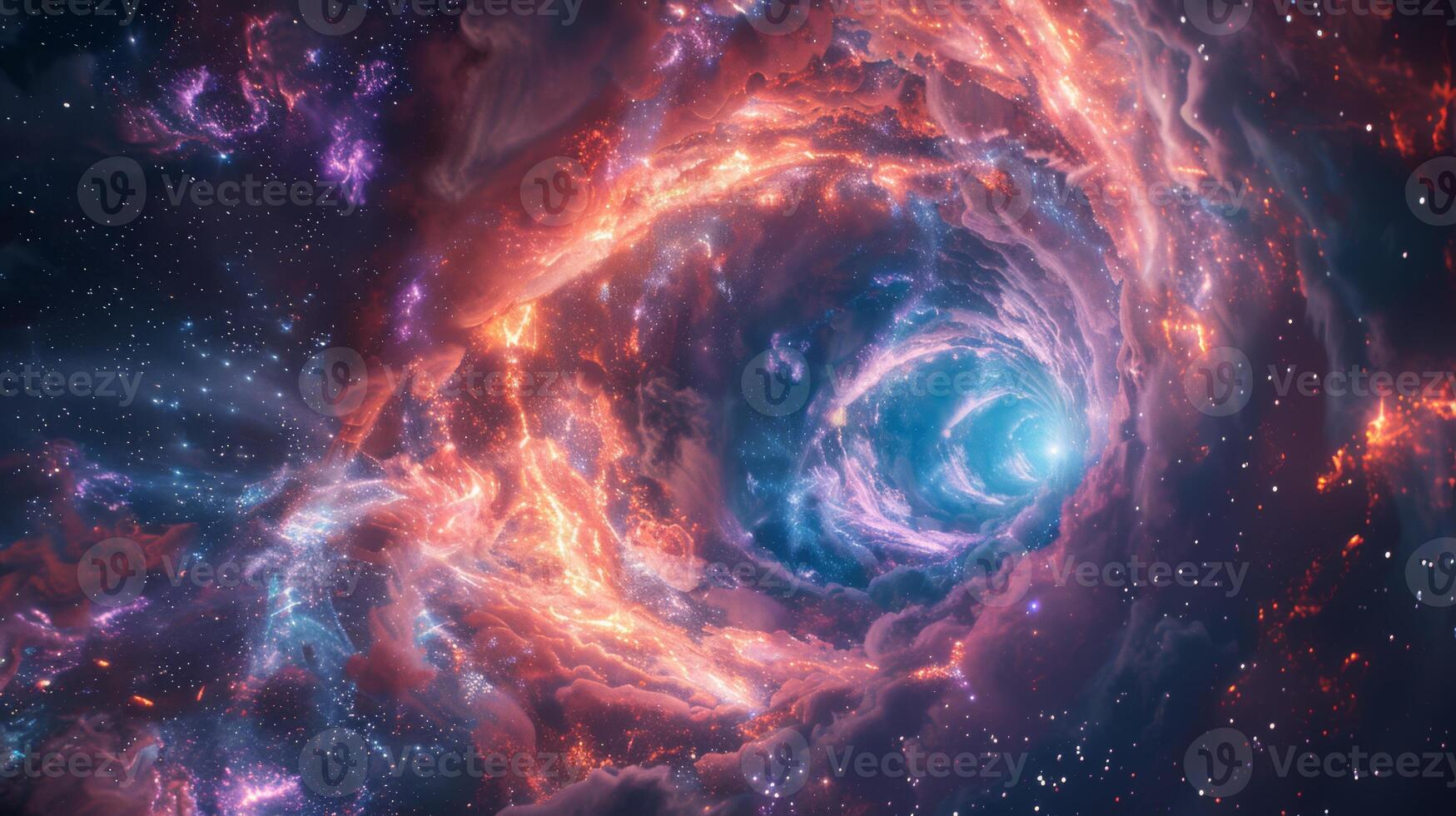 AI generated Interdimensional space vortex, a surreal passage framed by stars and nebulae photo