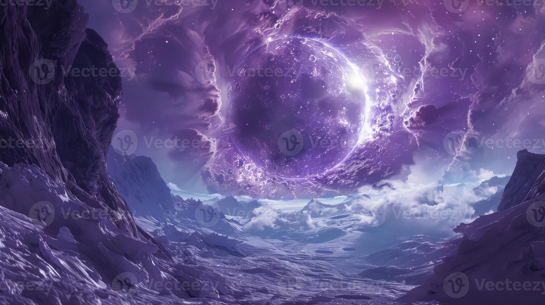 AI generated Virtual Reality Aesthetics for a space exploration experience, vast and immersive photo