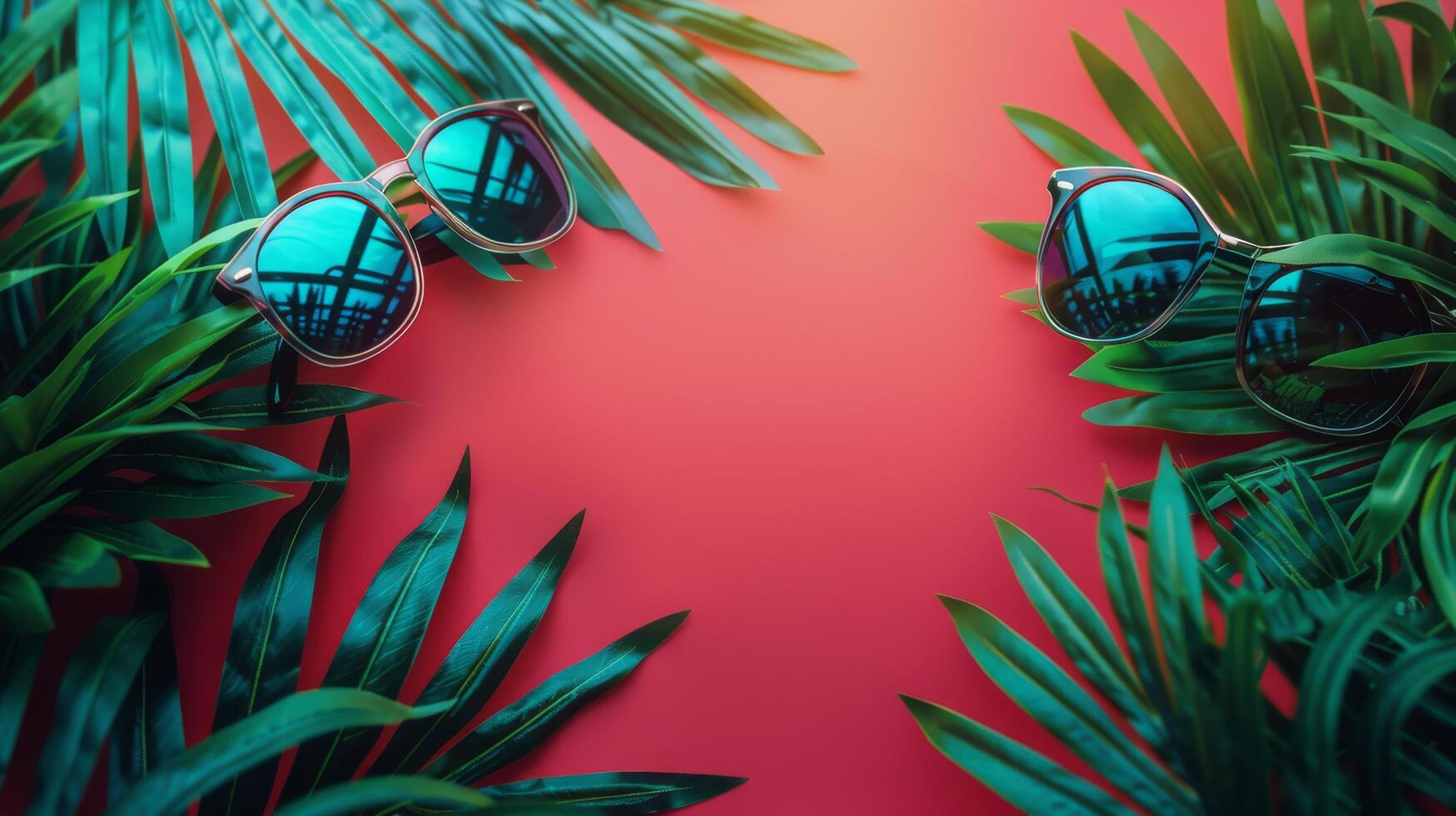 AI generated Sunglasses Resting on Green Plant photo