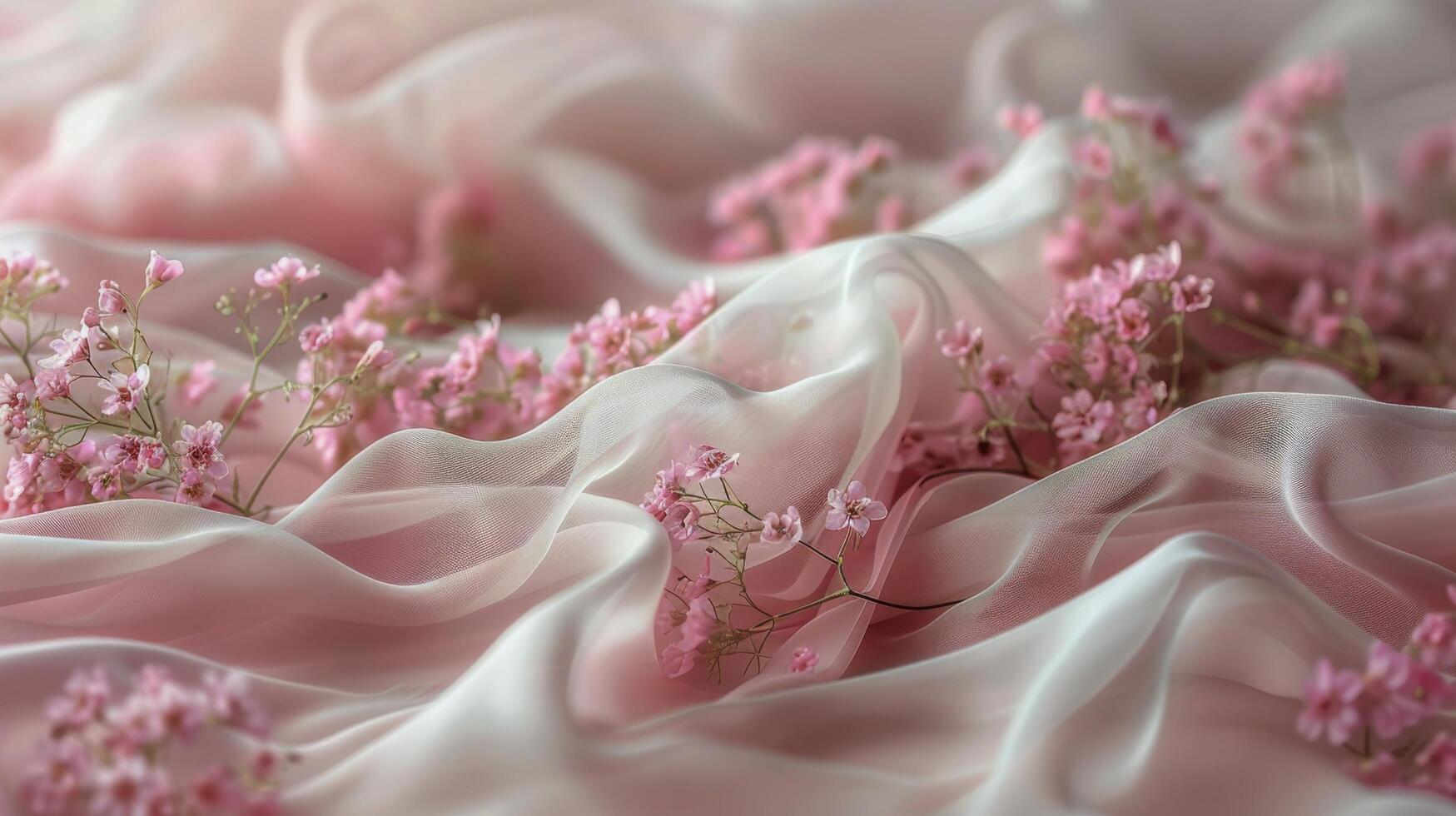AI generated Close Up of Pink Flowers on White Fabric photo