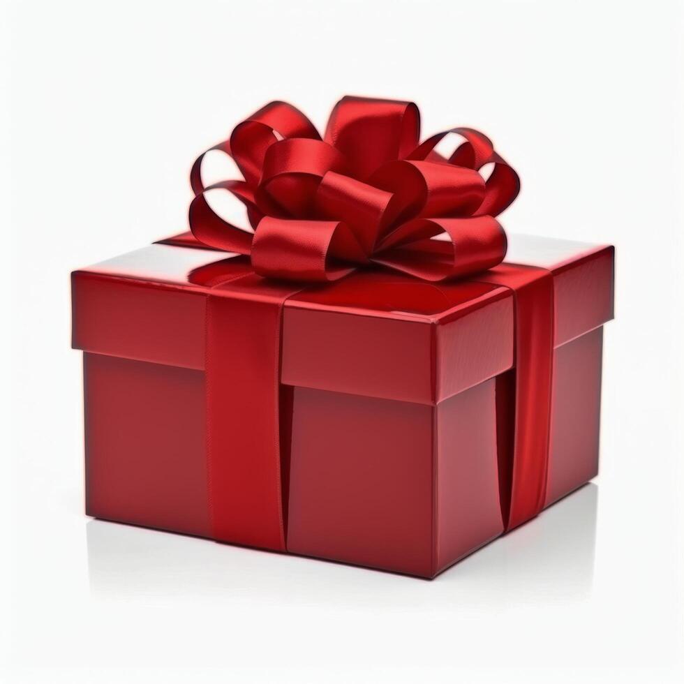 AI generated Red Gift Box With Large Bow photo