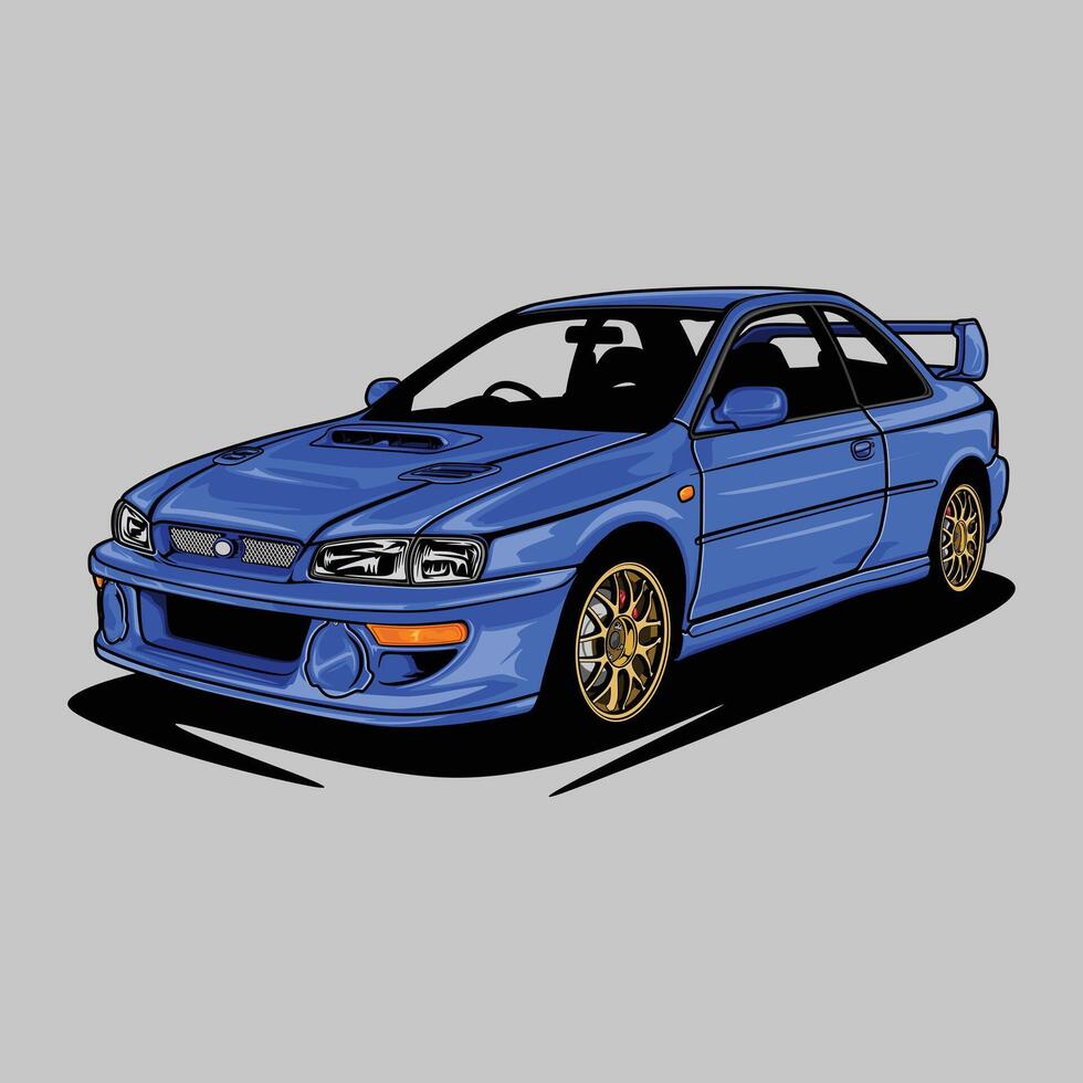 Blue Impreza STI Perspective view car vector illustration for conceptual design