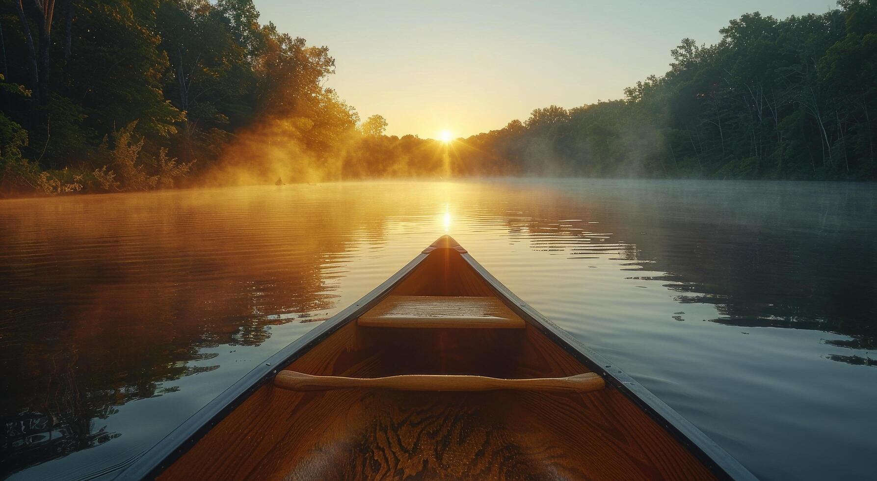 AI generated Canoe on Lake With Trees photo