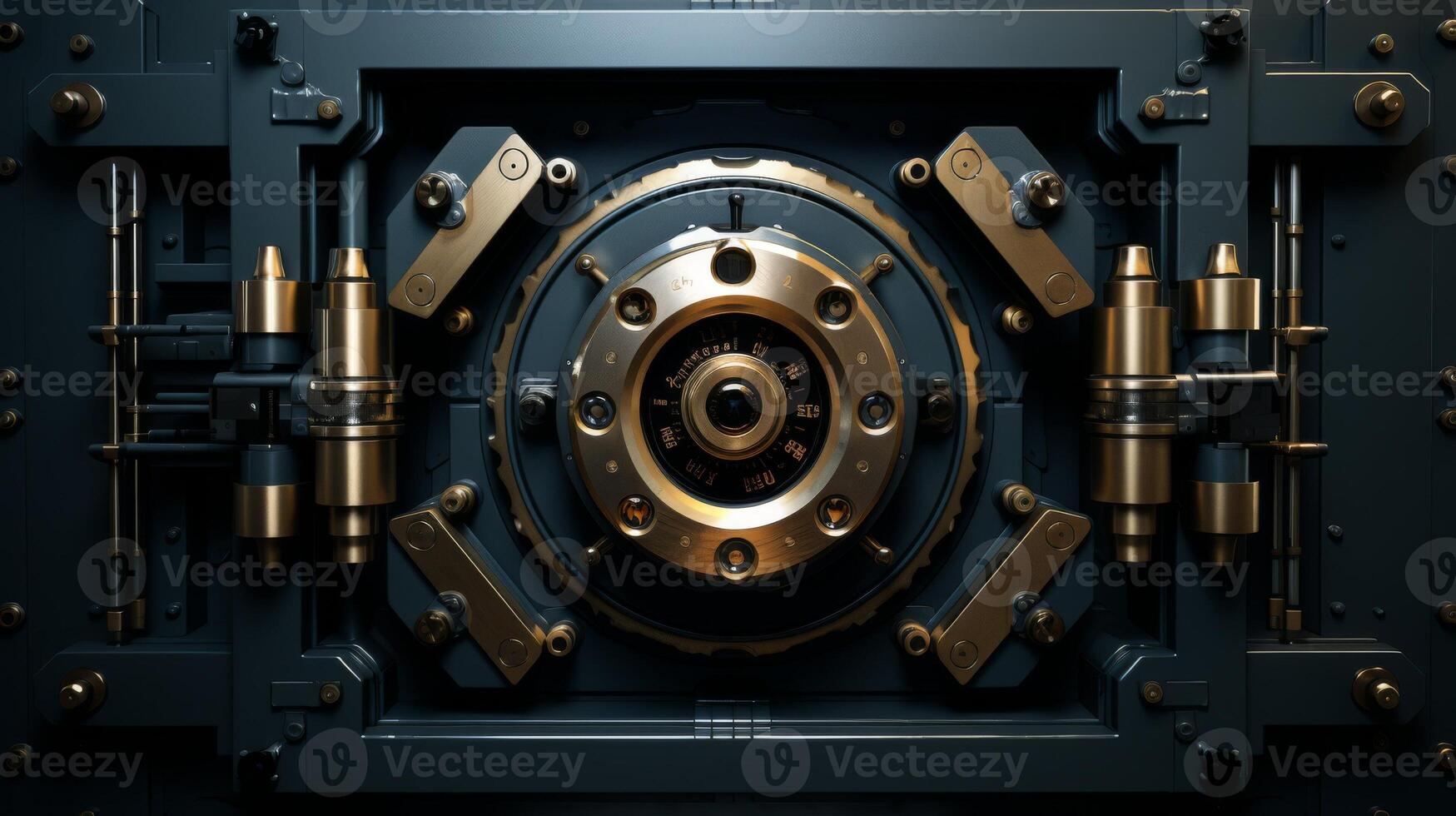 AI generated Secure vault door locking mechanism, high-end security system photo