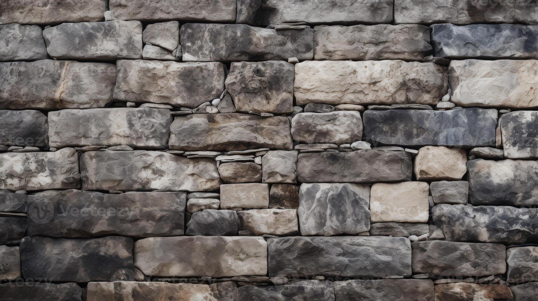 AI generated Old stone wall texture, solid and sturdy background photo