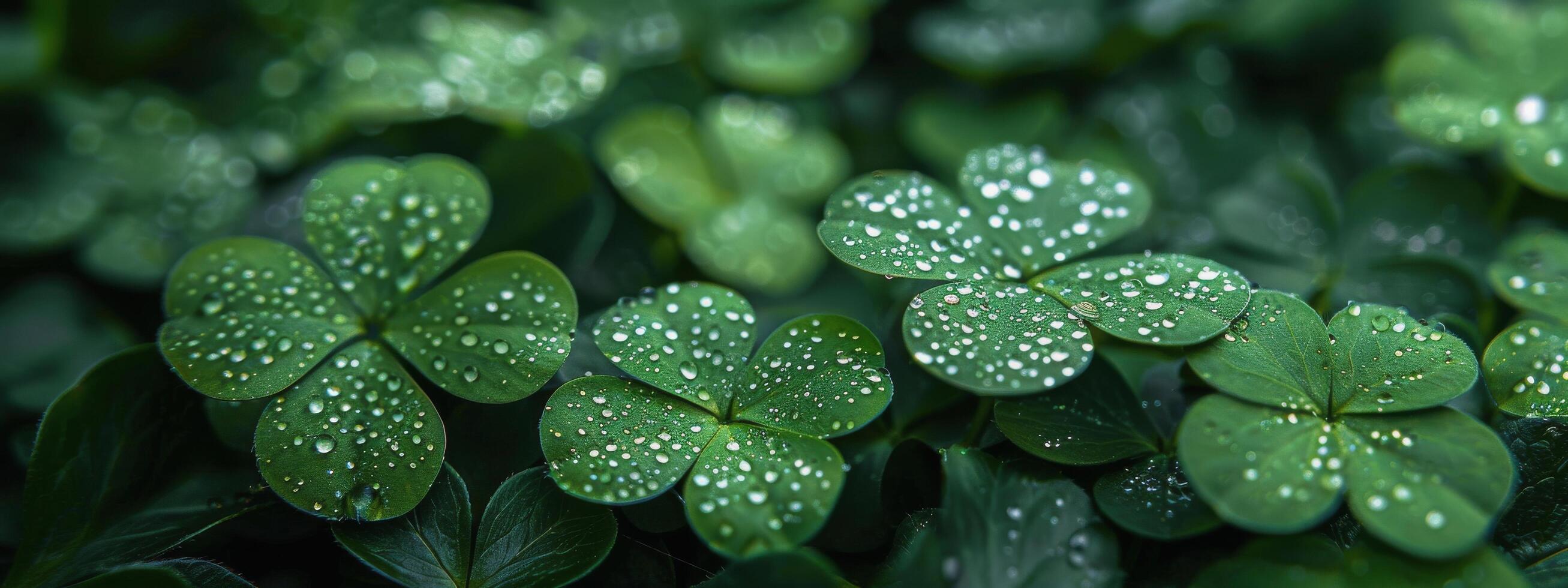 AI generated Lush Green Leaves Covered in Water Droplets photo