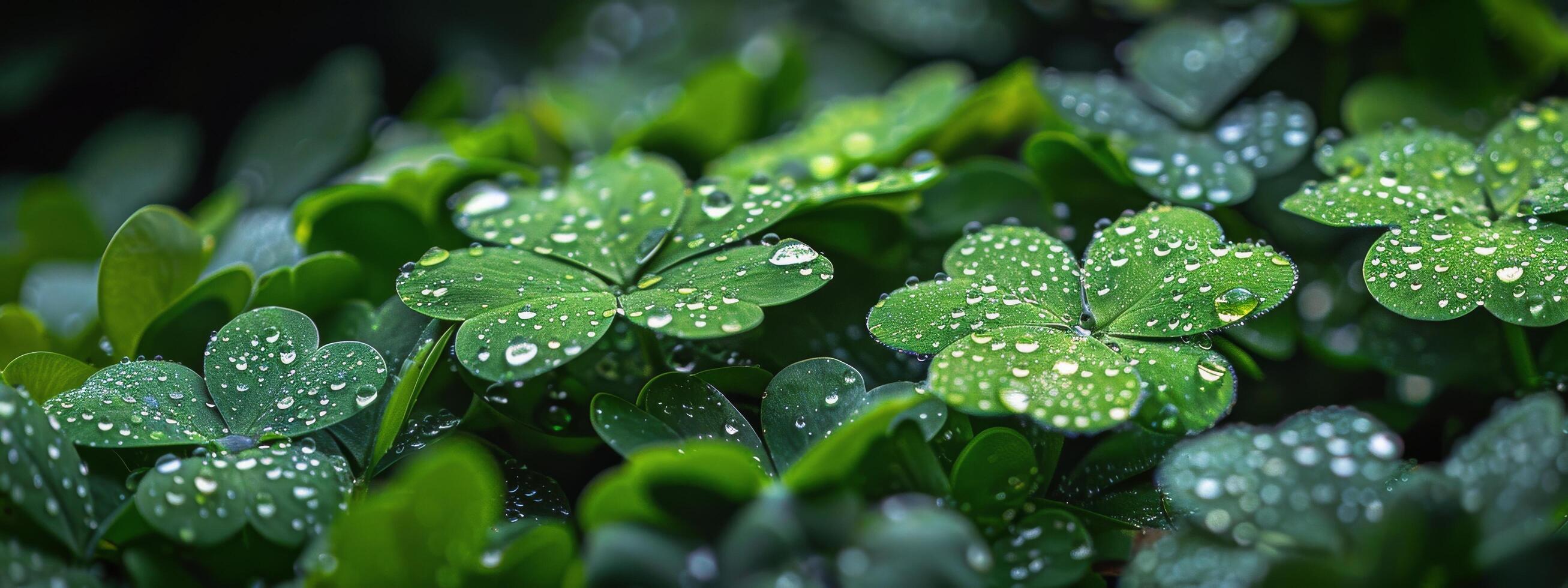 AI generated Lush Green Leaves Covered in Water Droplets photo