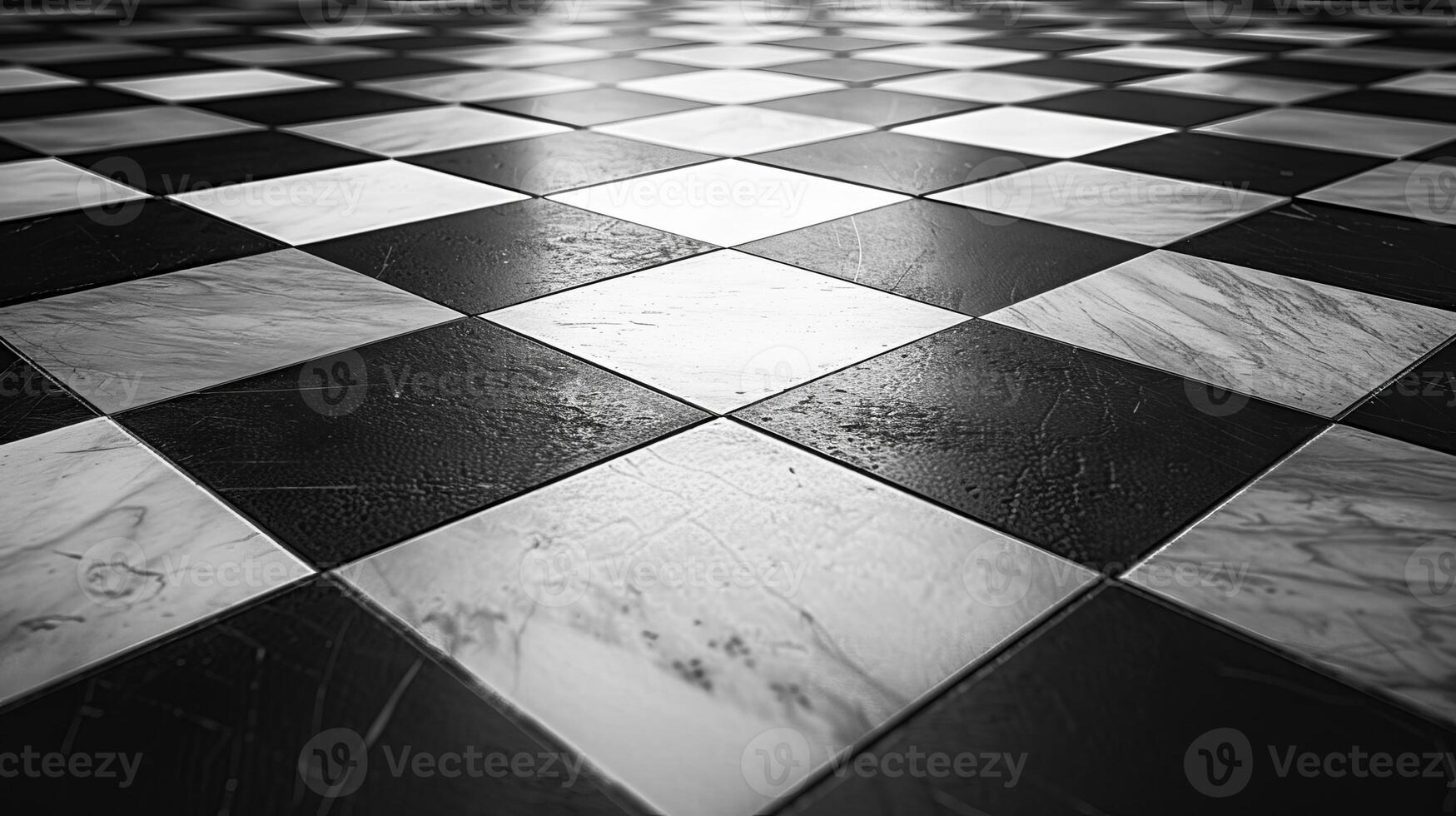 AI generated High contrast black and white pixelated checkerboard with subtle gray tones photo