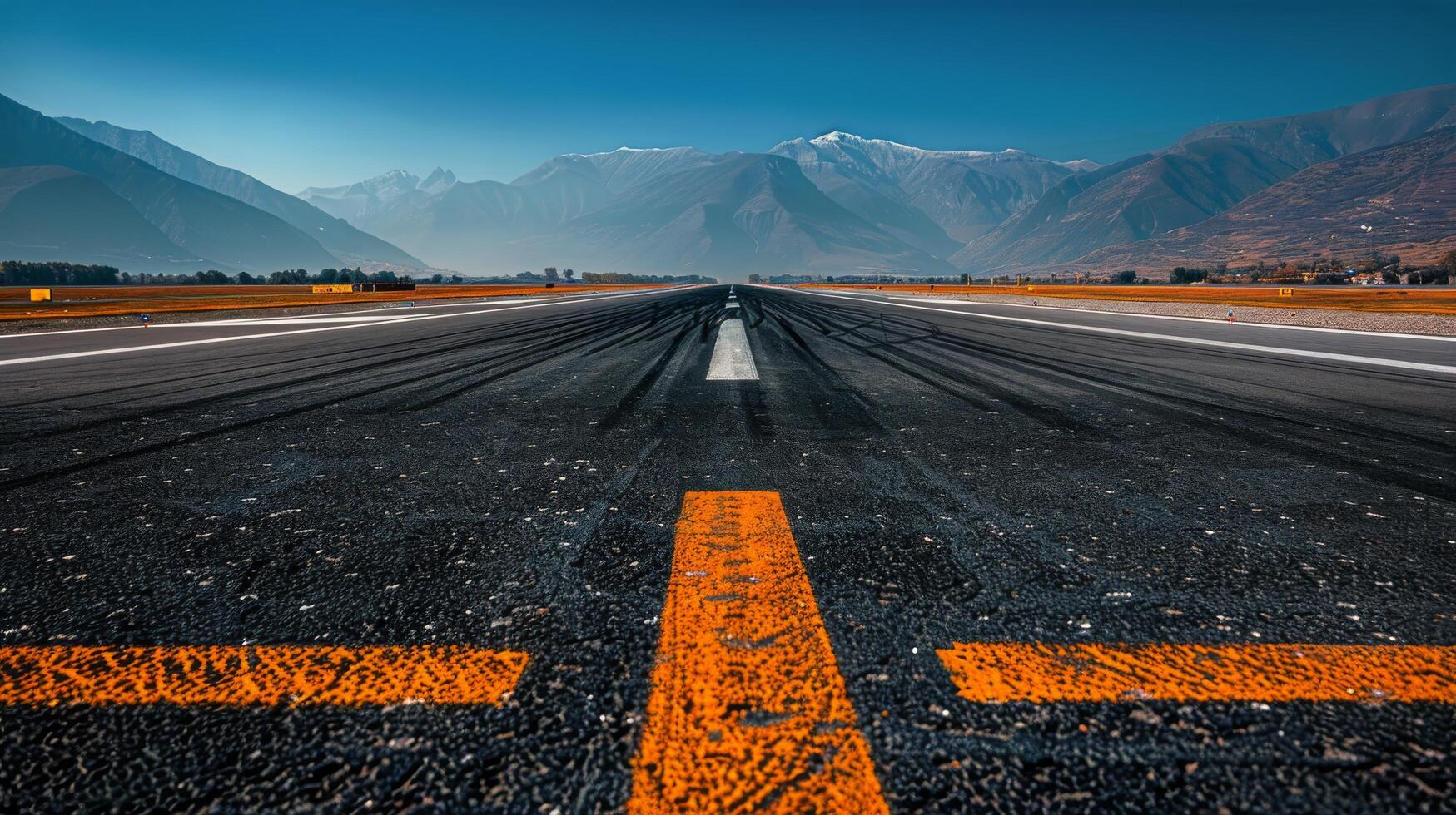 AI generated Empty Runway With Yellow Lines photo