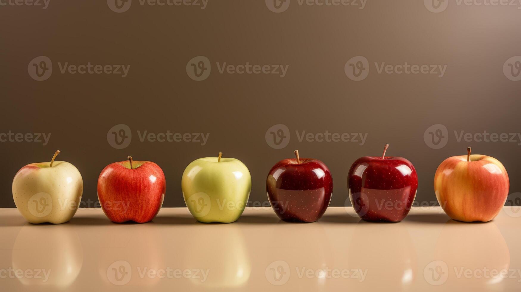 AI generated Shiny apples in a row, fresh, healthy simplicity photo