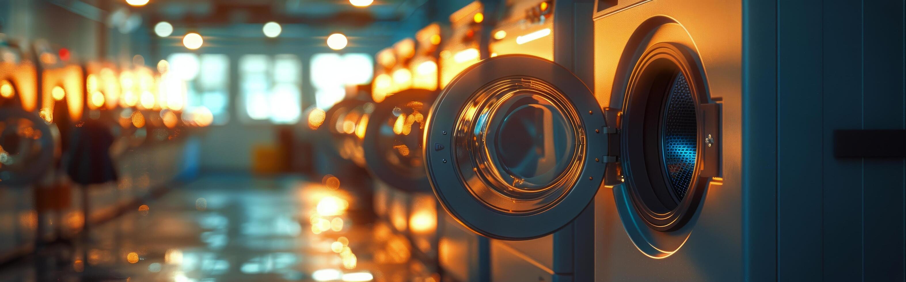 AI generated Row of Washing Machines in a Room photo