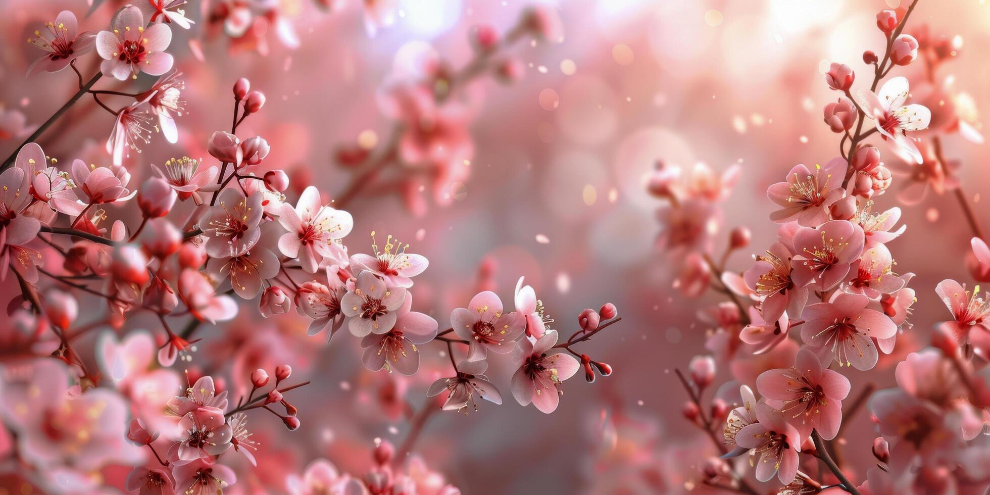 AI generated Pink Flowers Blooming on a Sunny Day photo