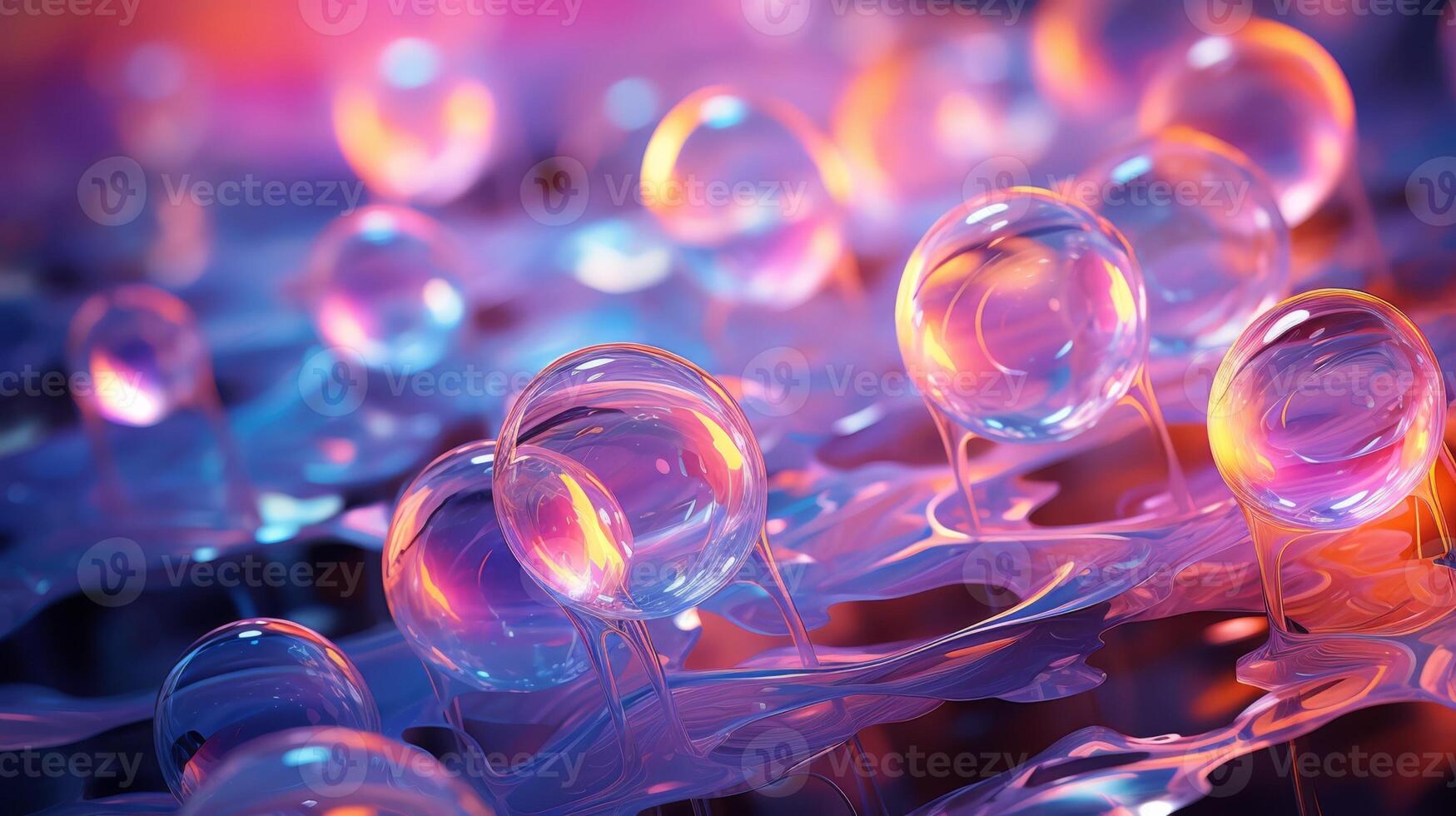 AI generated Glossy soap bubbles, iridescent, floating lightness photo