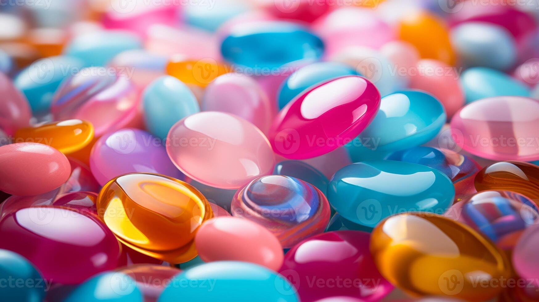 AI generated Macro shot of colorful candies, bright and playful, sweet textures photo