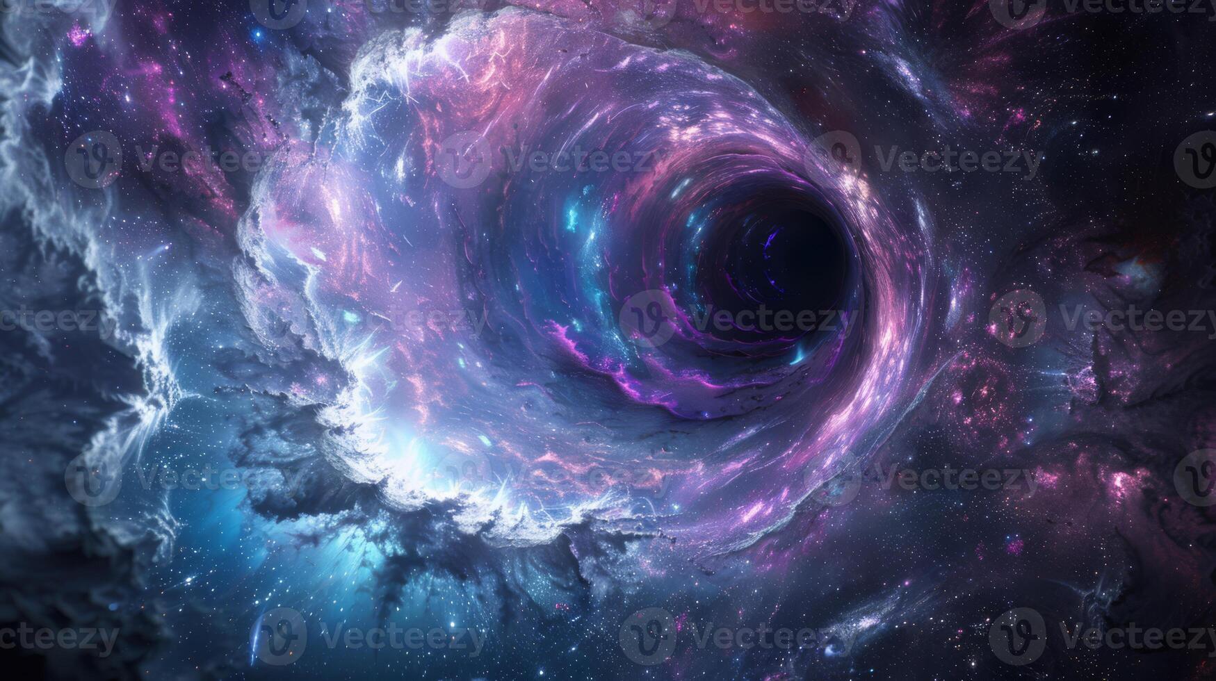 AI generated Interstellar travel concept with a quantum wormhole, connecting distant universes photo