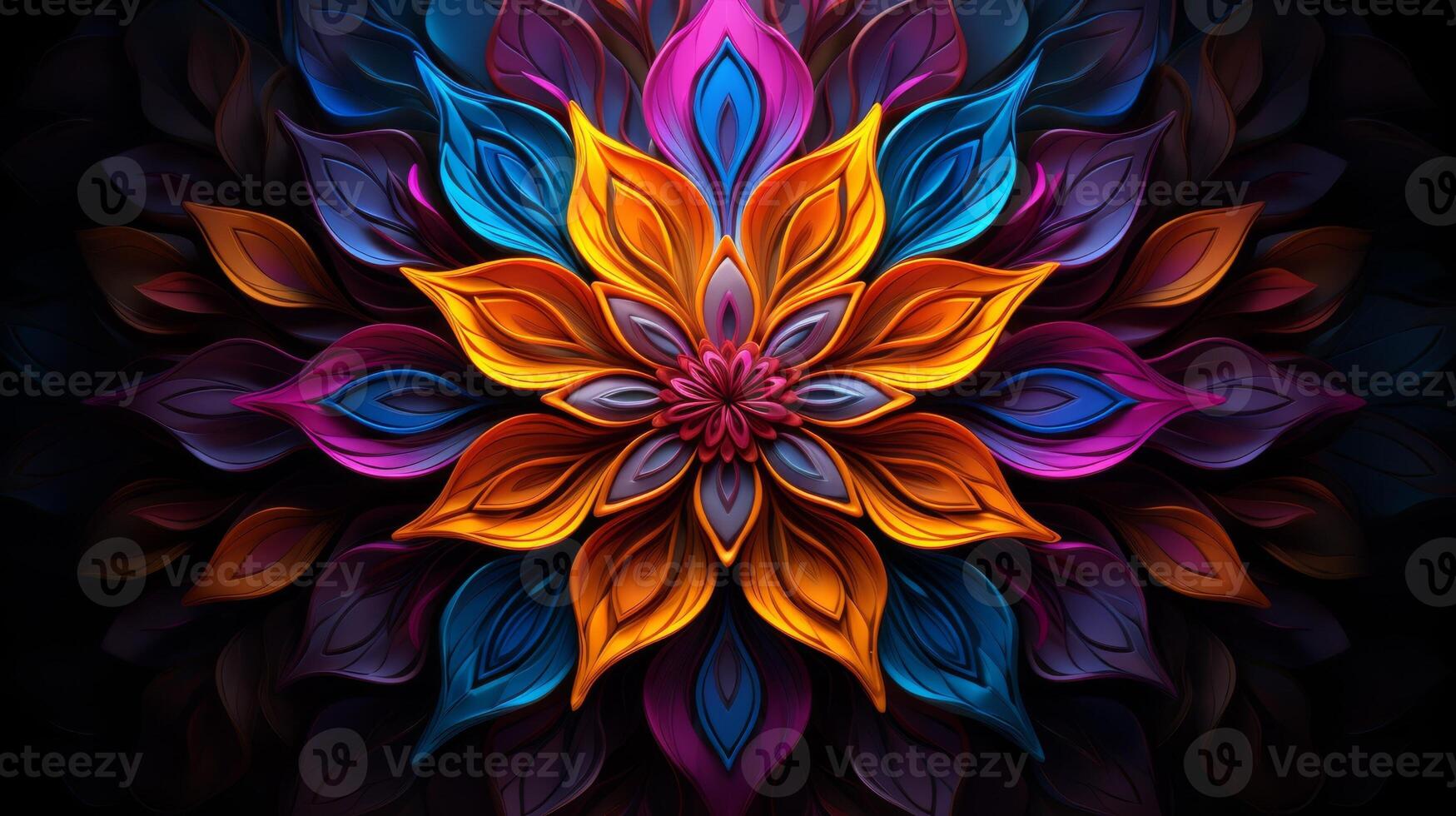 AI generated Kaleidoscope patterns, vibrant symmetry, abstract beauty photo