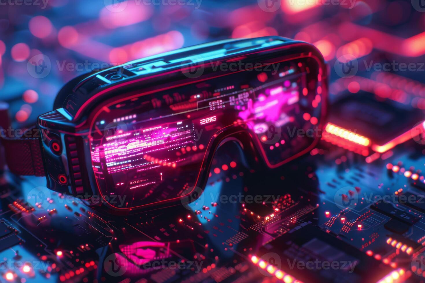 AI generated Cyberpunk ad for a new tech gadget, futuristic and sleek photo