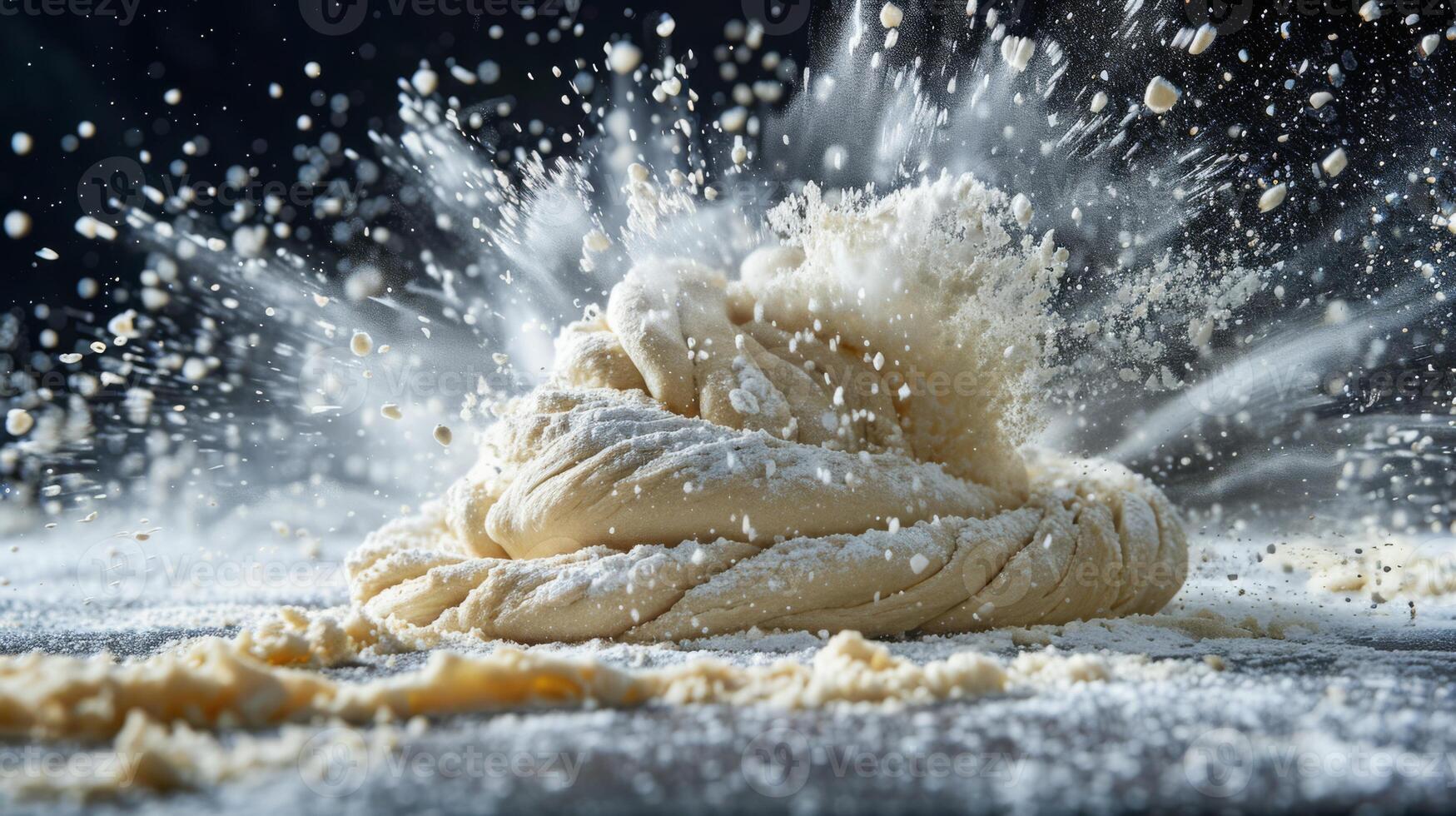 AI generated A whirl of dough being kneaded on a flour-dusted surface photo