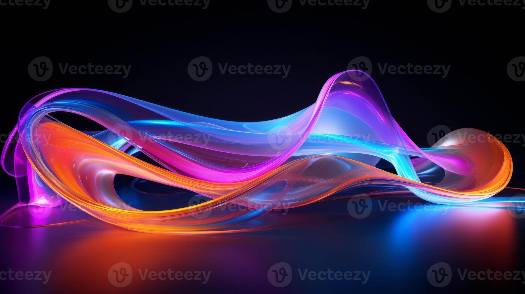 AI generated Abstract neon light trails, dynamic and colorful, modern art photo