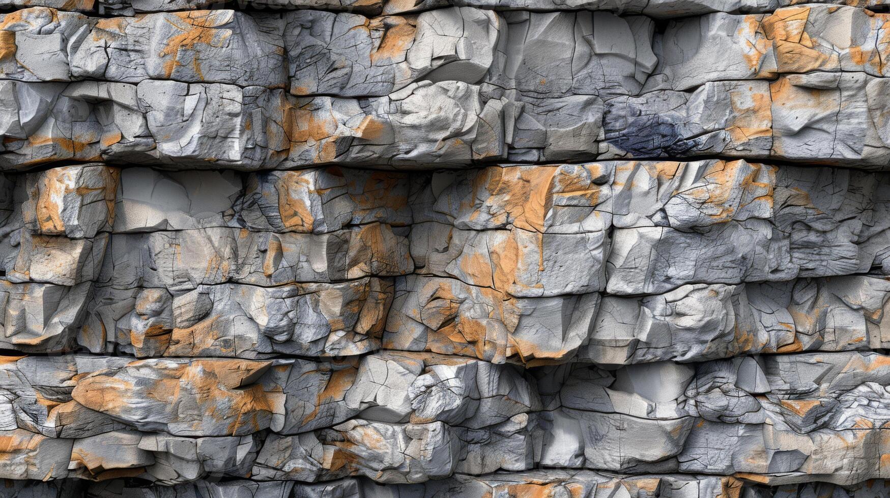 AI generated Brick wall seamlessly integrating into a rocky cliff face photo