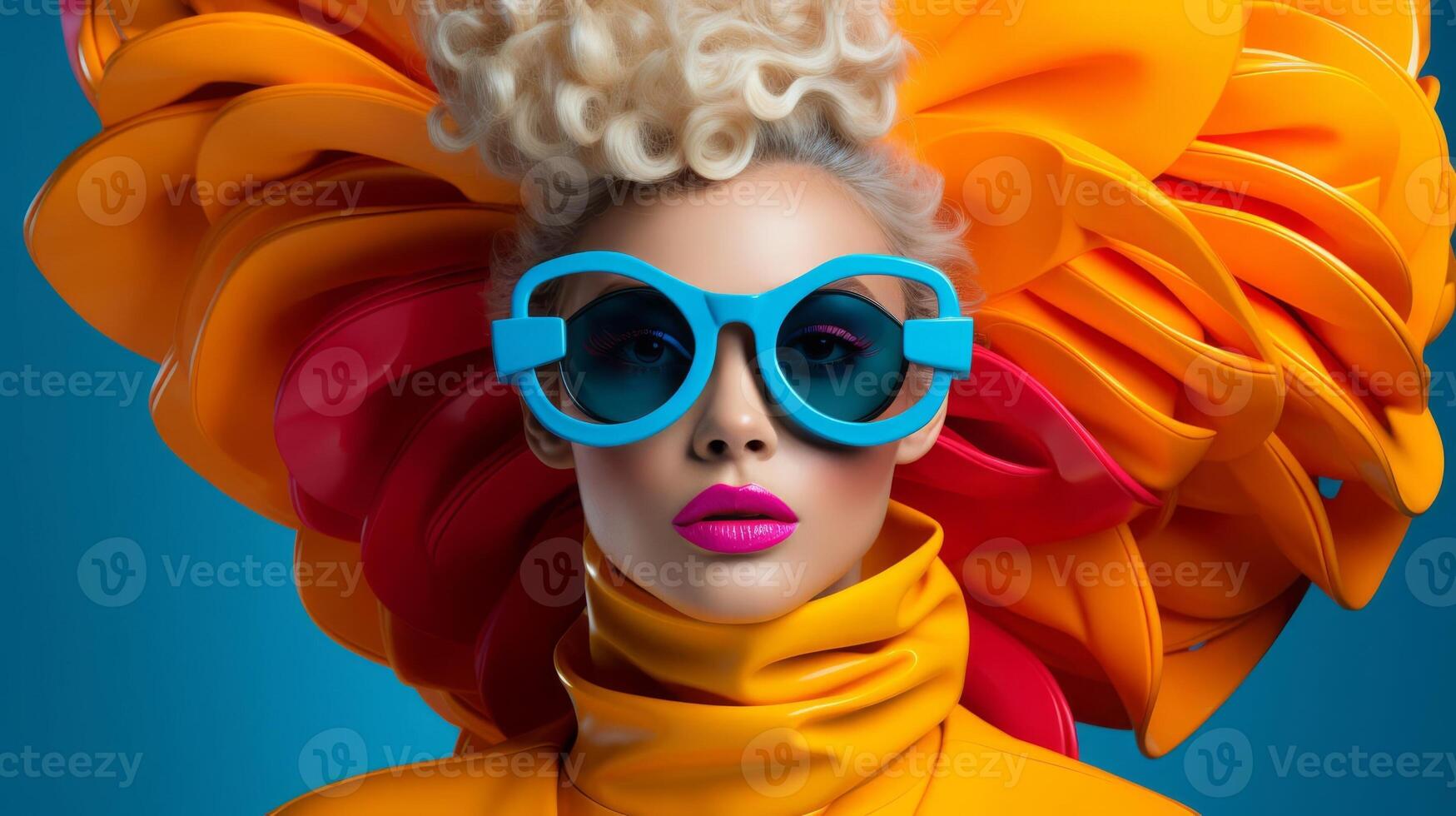 AI generated Fashion forward look with bold color blocking photo