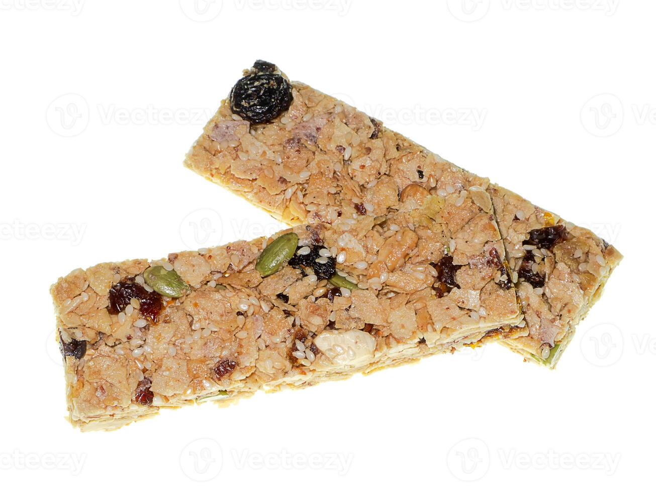 grains and fruits cereal bar. photo