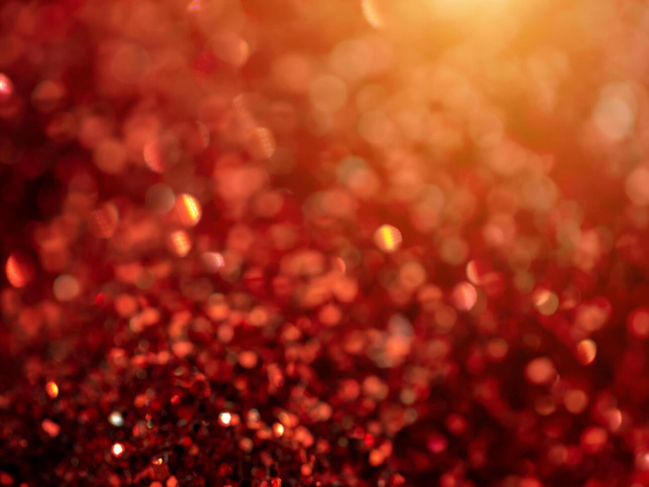 Red Sparkling Glitter bokeh Background. photo