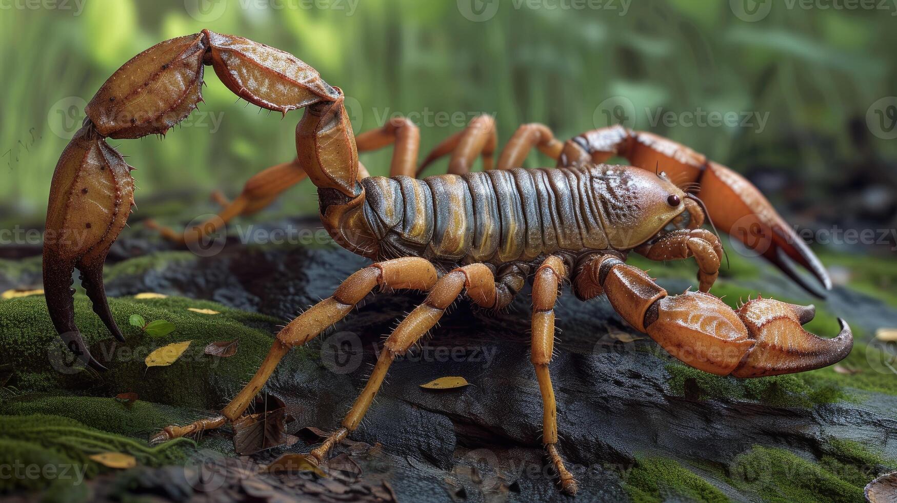 AI generated Scorpion moving across sand photo