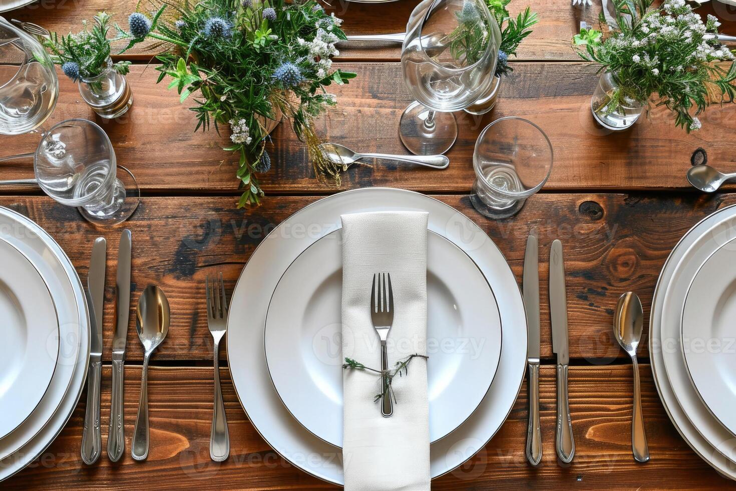 AI generated Plate without food. Dining table empty plate. Top view. photo