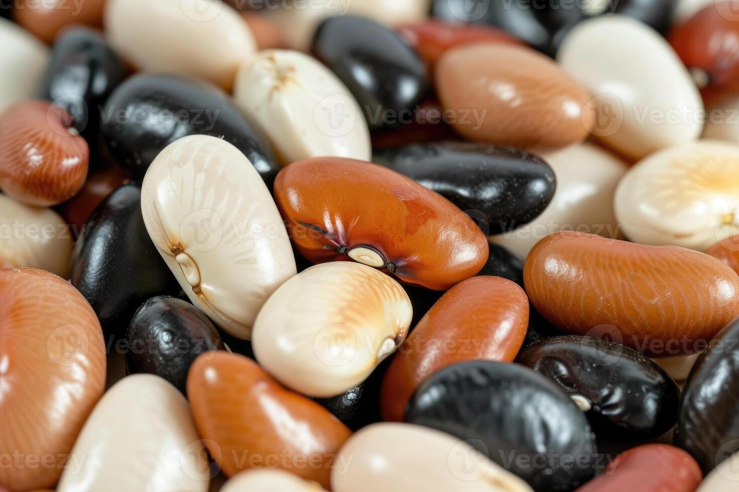 AI generated Mixed peas and beans for soup background and texture. Top view. photo