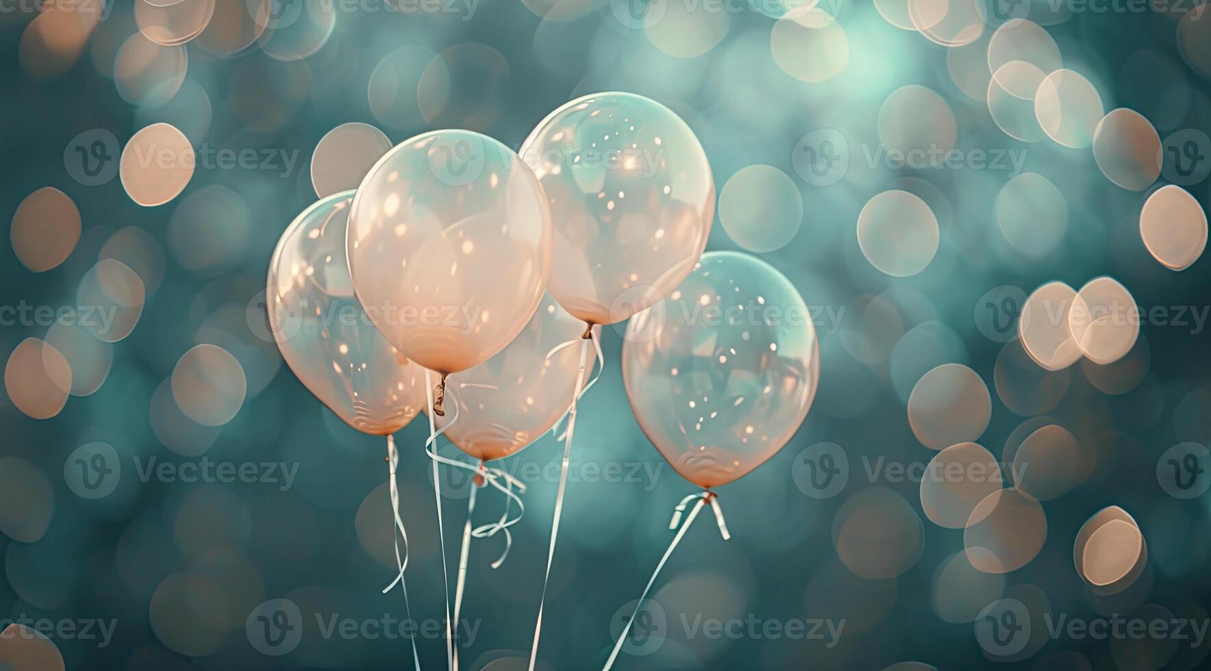 AI generated Festive background with balloons, and bokeh lights space for text. photo