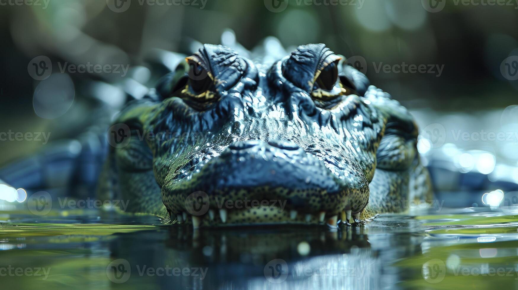 AI generated Large alligator in the water photo