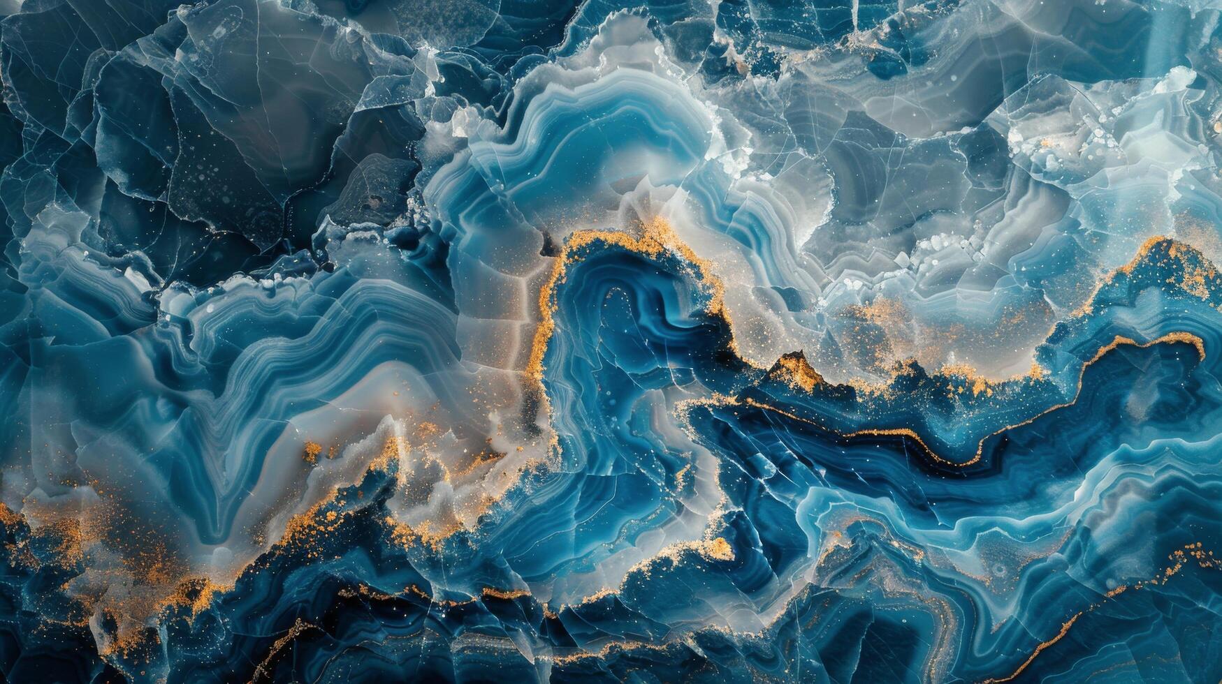 AI generated Blue and Gold Abstract Painting photo